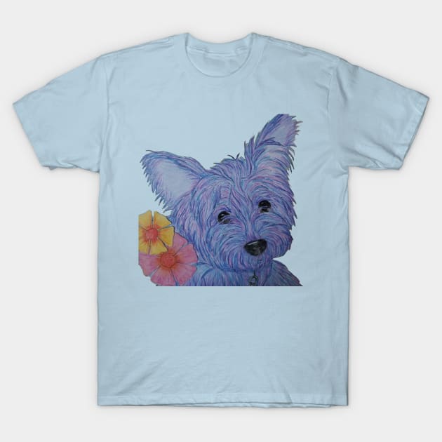 Blue Yorkie T-Shirt by Waterink Studio